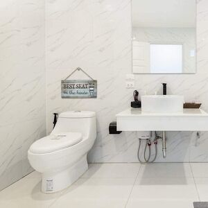 Yankario Best Seat in House Bathroom Wall Decor Sign 12x6 Farmhouse Wood Plaque